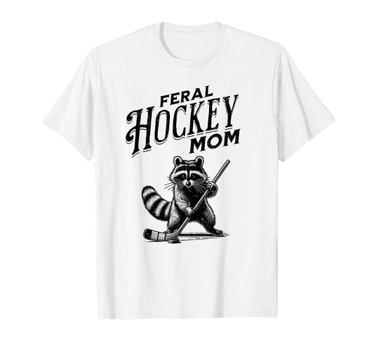 Retro Raccoon Feral Hockey Mom Hockey Player Trash Panda T-Shirt
