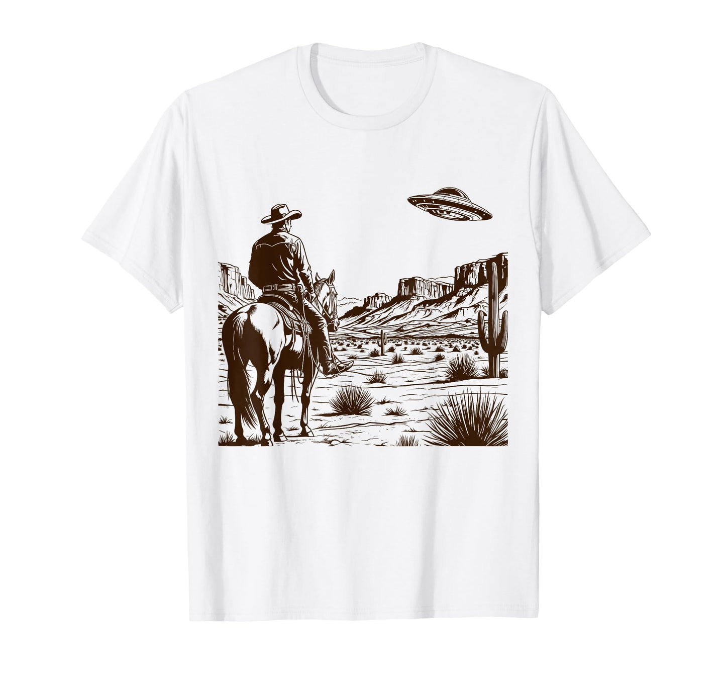 Ufo Western Retro Vintage Cowboy T-Shirt