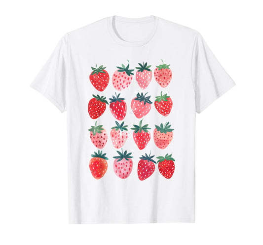 Retro Red Berry Fruit Cottagecore Strawberry Pretty Berry T-Shirt
