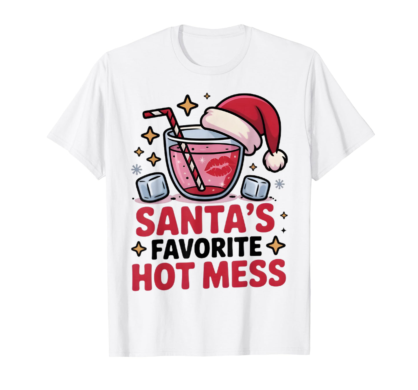 Santa's Favorite Hot Mess Christmas Funny Margarita T-Shirt