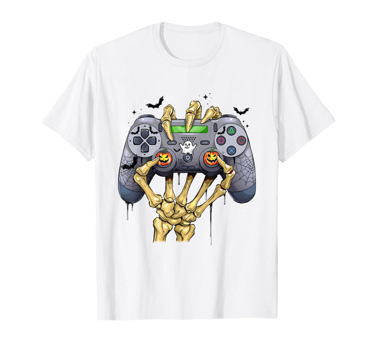 Halloween Skeleton Zombie Gaming Controllers Mummy Boys Kids T-Shirt