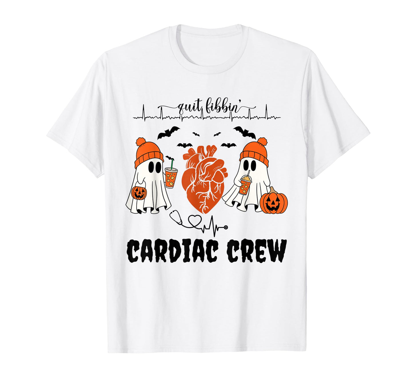 Heart Anatomy Ghosts Halloween Cardiology Heart Warrior T-Shirt