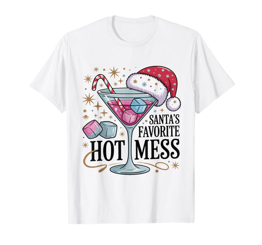Santa's Favorite Hot Mess Funny Christmas T-Shirt