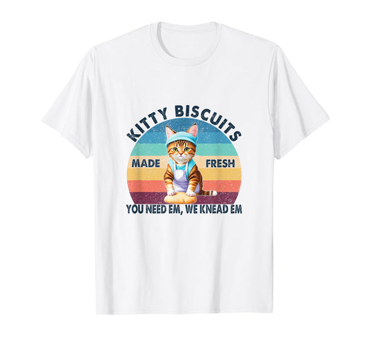 Kitty Biscuits University Baking Cat Making Biscuits Vintage Men Women T-Shirt