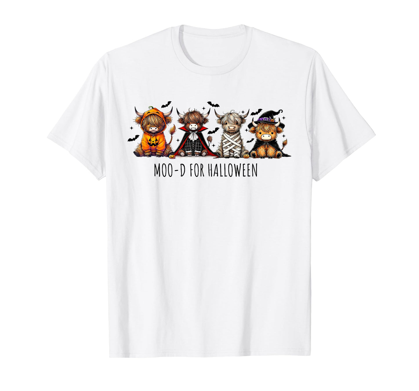 Retro Moo-d for Halloween Highland Cow Spooky Season Outfit T-Shirt