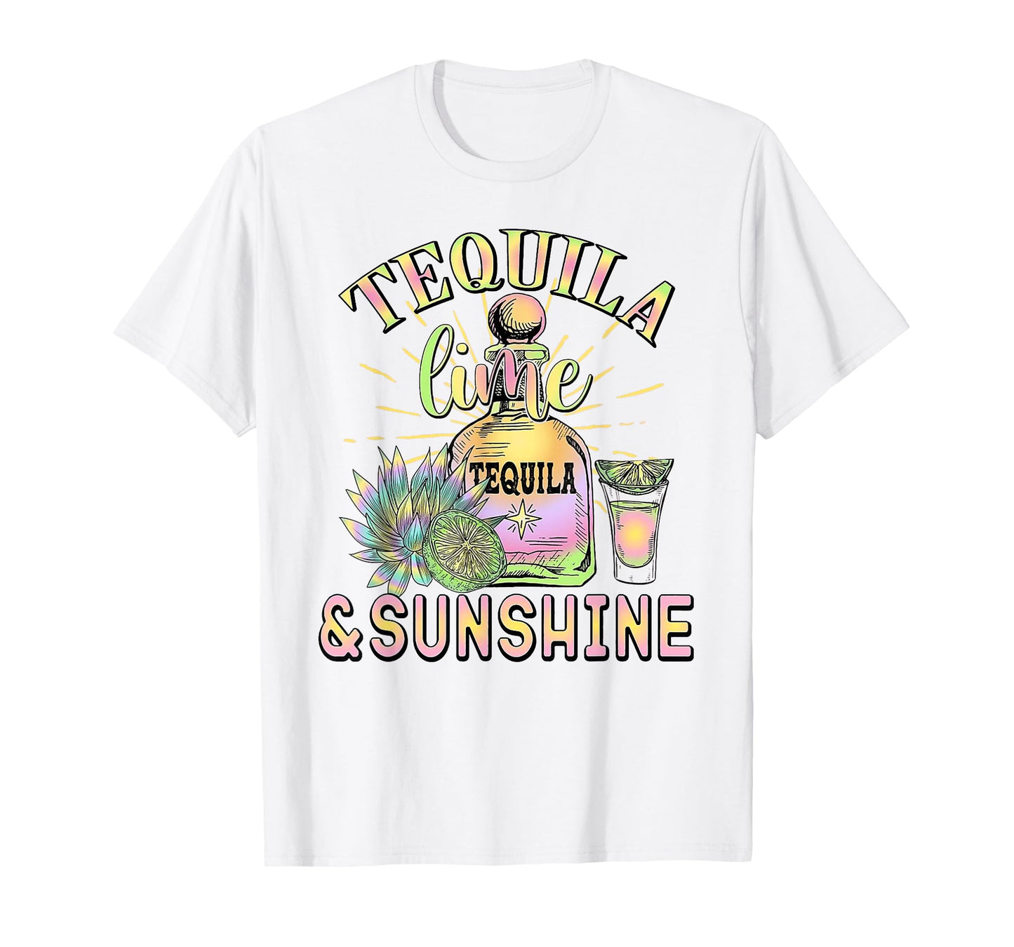 Tequila Lime And Sunshine Funny Beach Summer Vacation Travel T-Shirt for Men Women