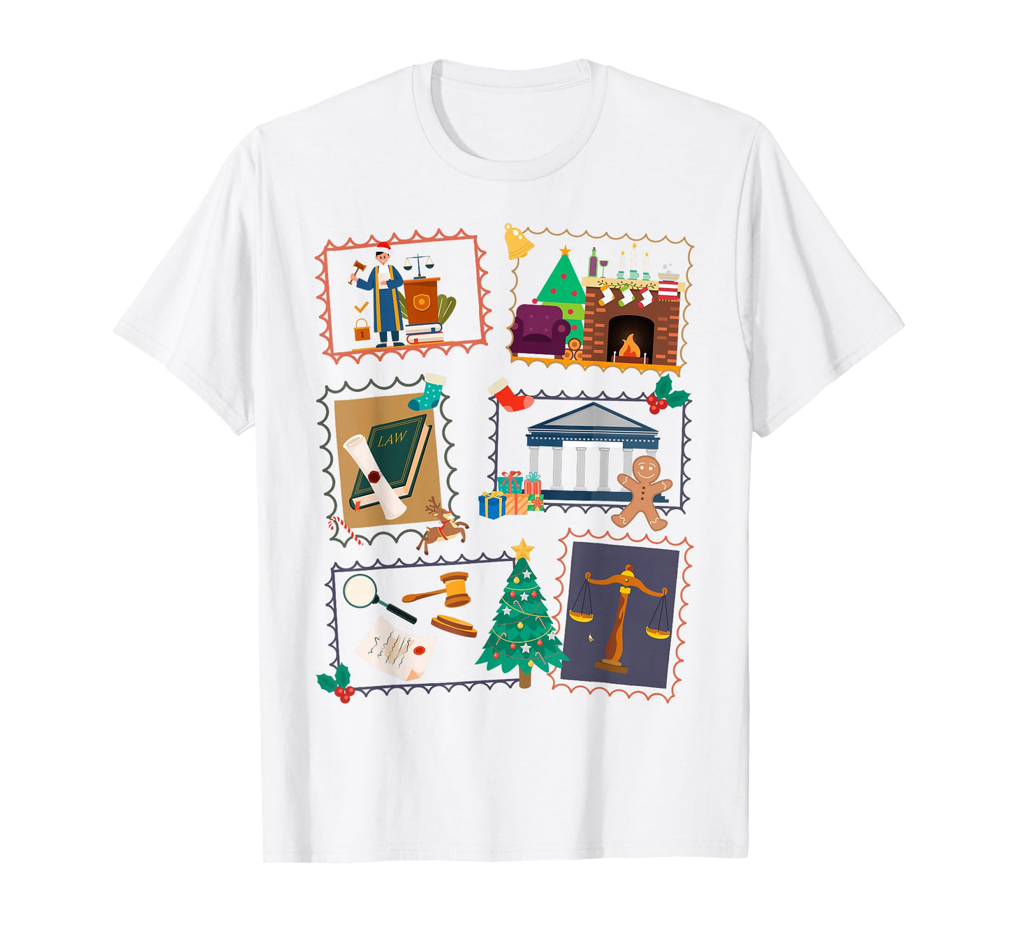 Lawyer Attorney Legal Office Christmas Xmas Vibes Stamps T-Shirt
