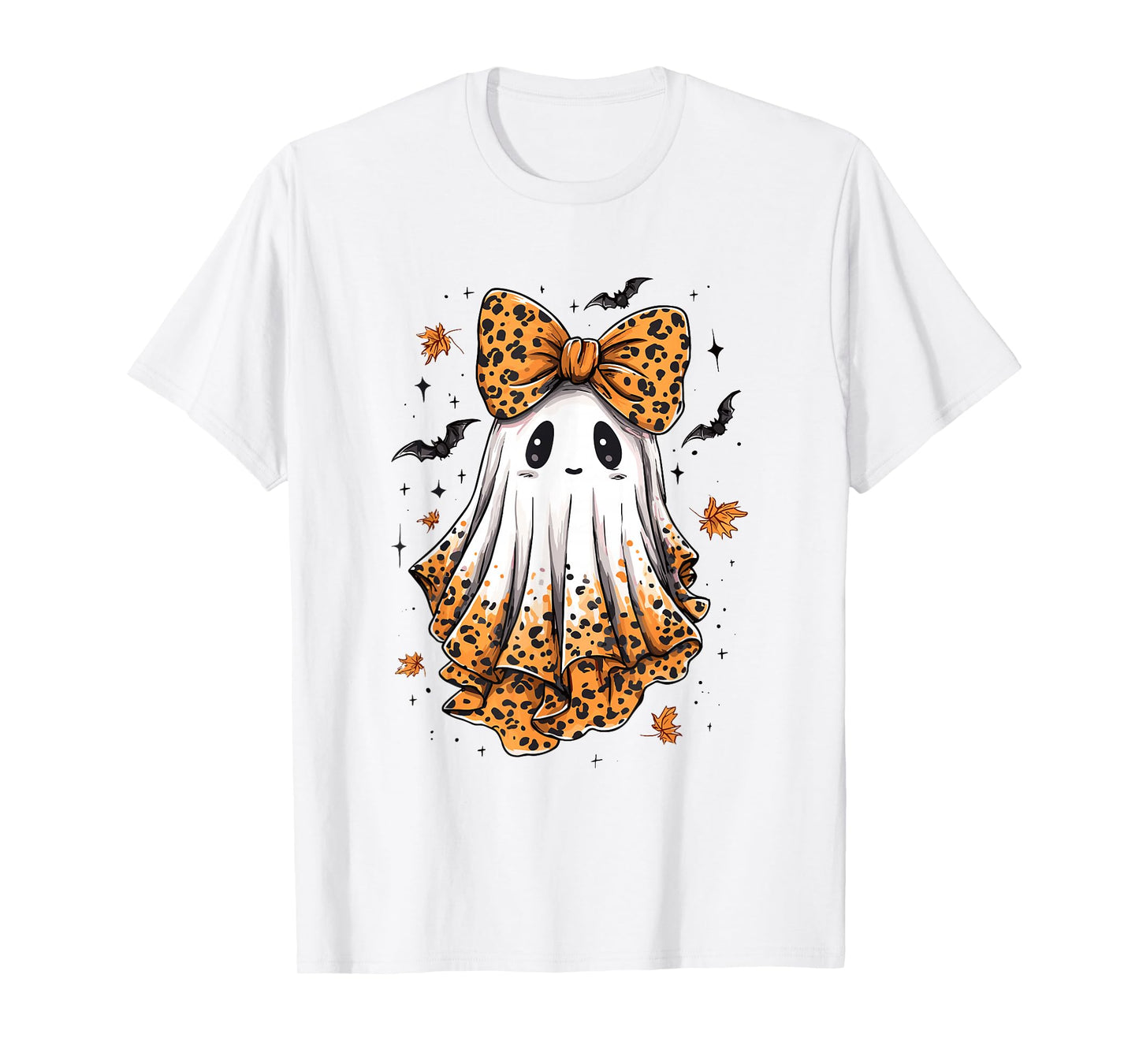 Coquette Leopard Ghost Halloween Boujee Ghost Autumn Fall T-Shirt