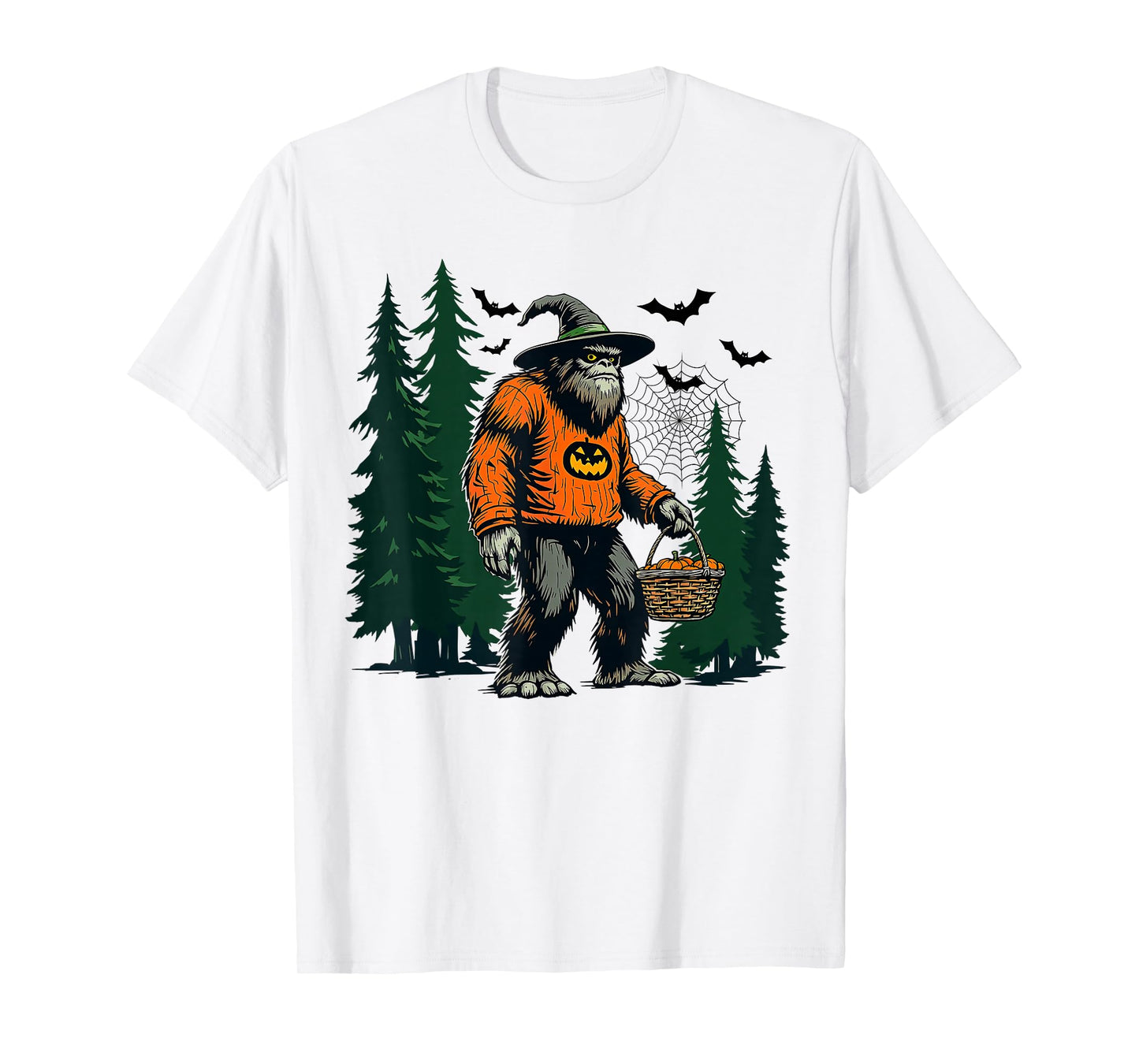 Spooky Bigfoot Sasquatch Witch Hat Halloween Men Women Kids T-Shirt