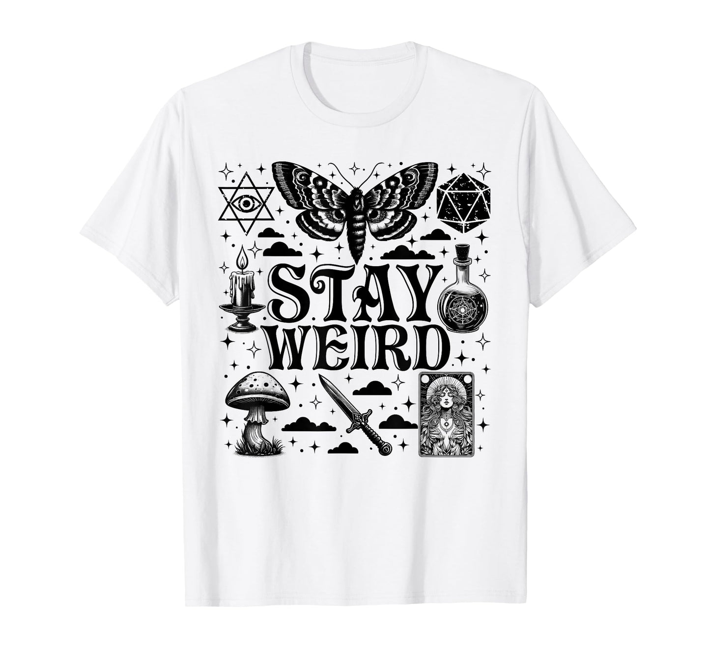 Stay Weird Witchy Vibes Halloween Edgy Ritua Humor Gothic T-Shirt