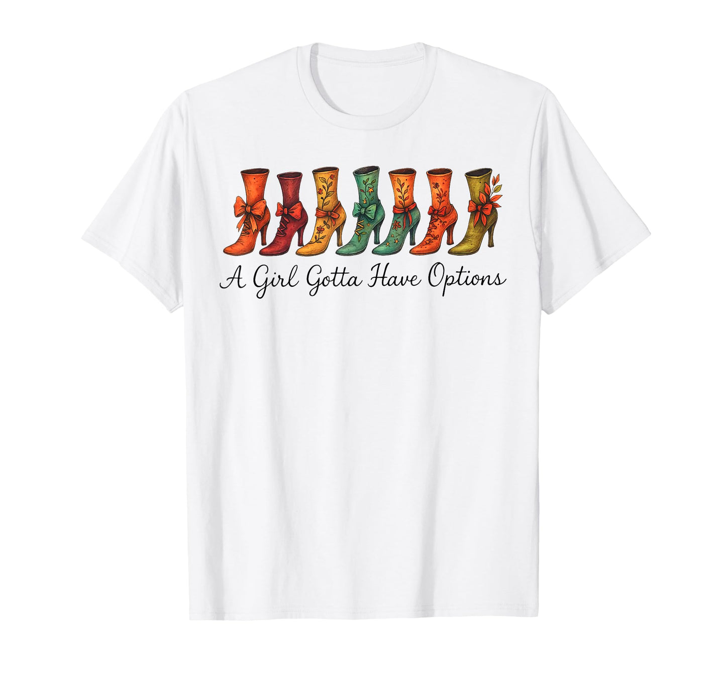 A Girl Gotta Have Options Vintage Halloween Witch Bow Boots T-Shirt