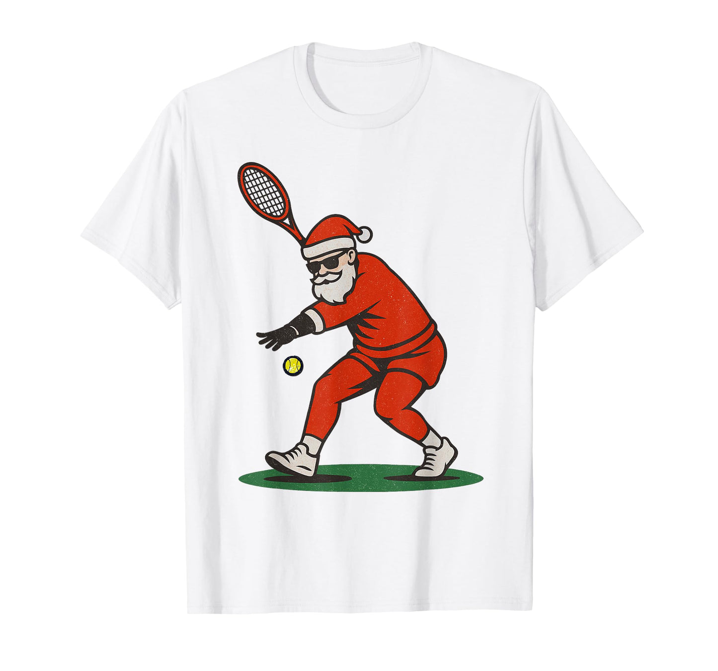 Santa Playing Tennis Christmas Vintage Funny Xmas T-Shirt
