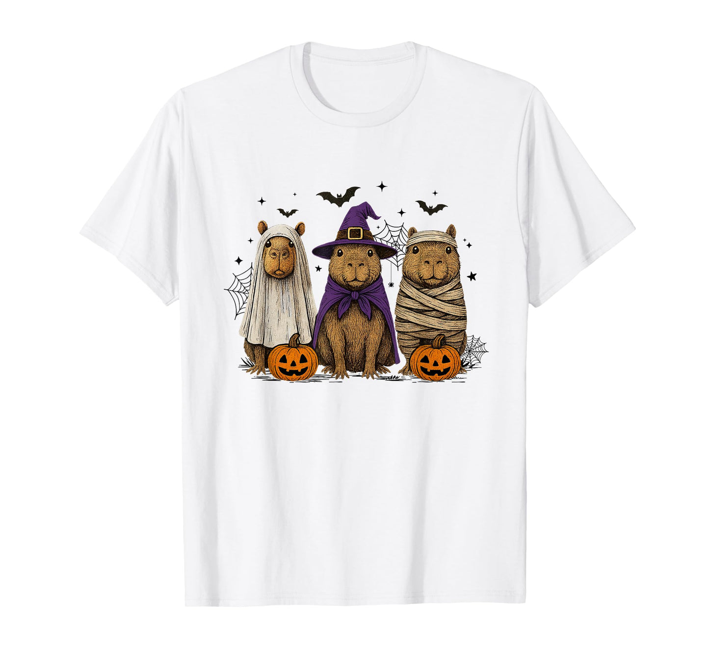 Capybara Ghost Witch Mummy Halloween Costume Men Women Kids T-Shirt