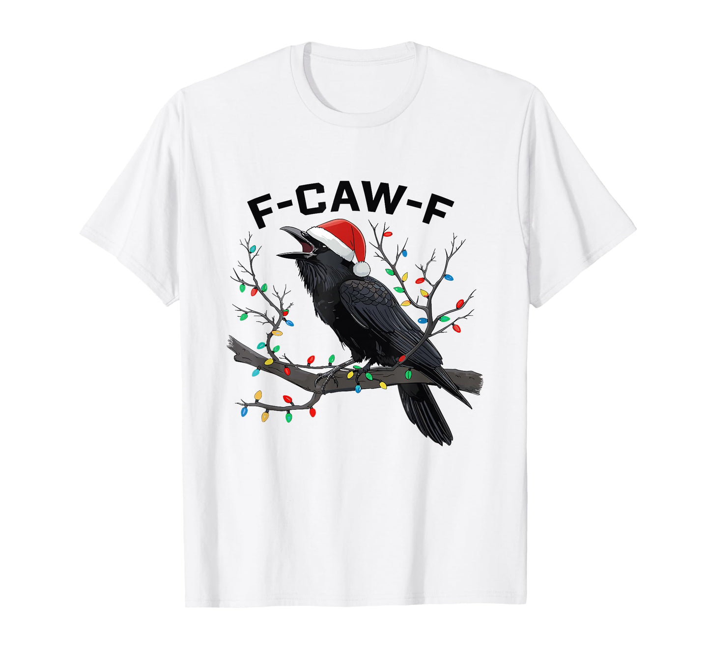 F-CAW-F Crow Raven Christmas Lights Dark Bird Crow Xmas T-Shirt