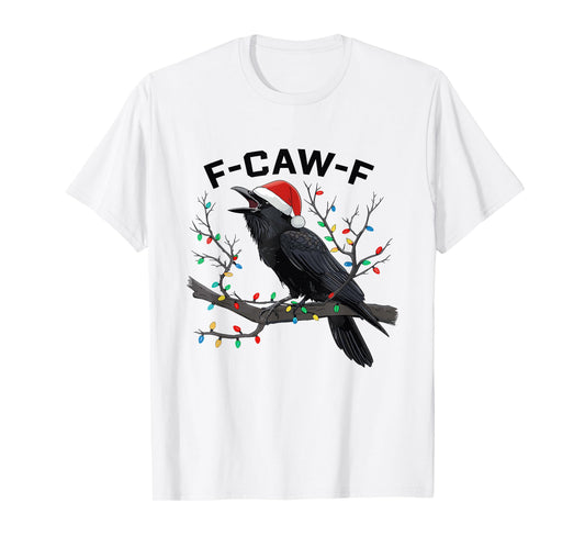 F-CAW-F Crow Raven Christmas Lights Dark Bird Crow Xmas T-Shirt