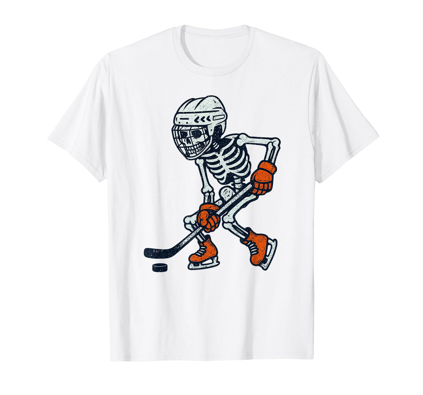 Vintage Halloween Skeleton Ice Hockey Funny Spooky Costume T-Shirt