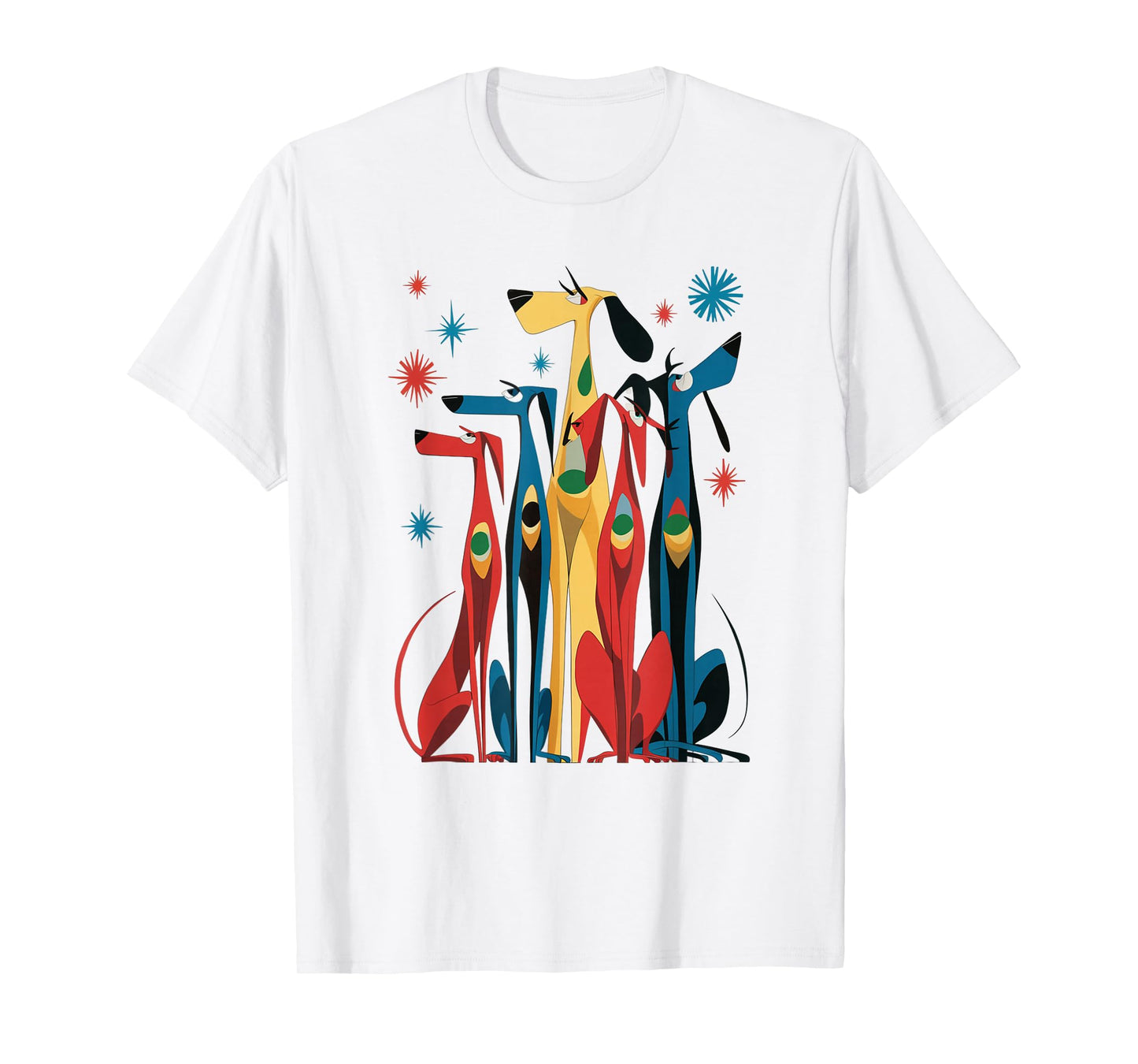 Vintage Retro Mid-Century Long Neck Dogs 50s 60s Style T-Shirt