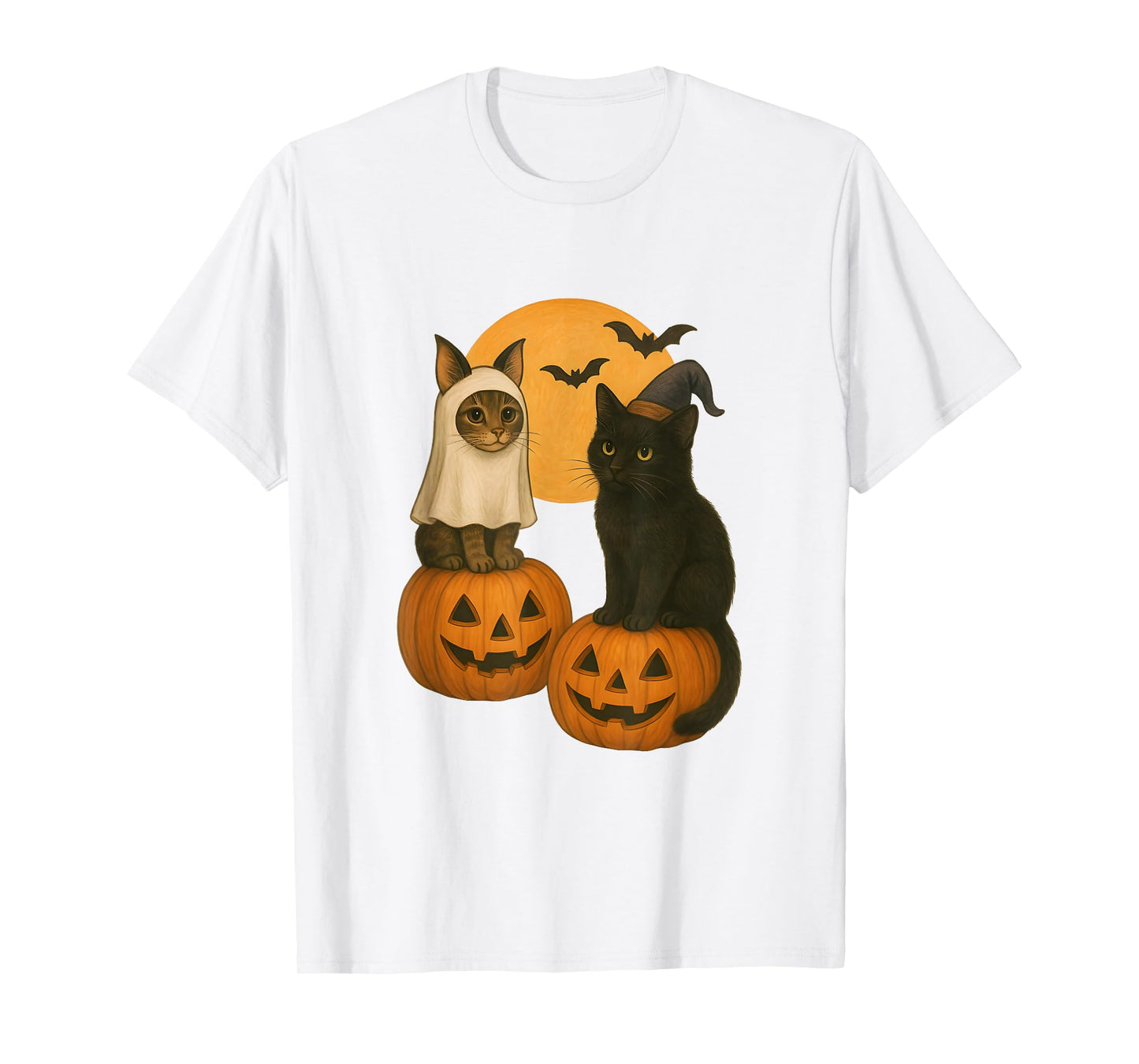 Cute Cats with Ghost and Witch Halloween Costumes Kitten T-Shirt