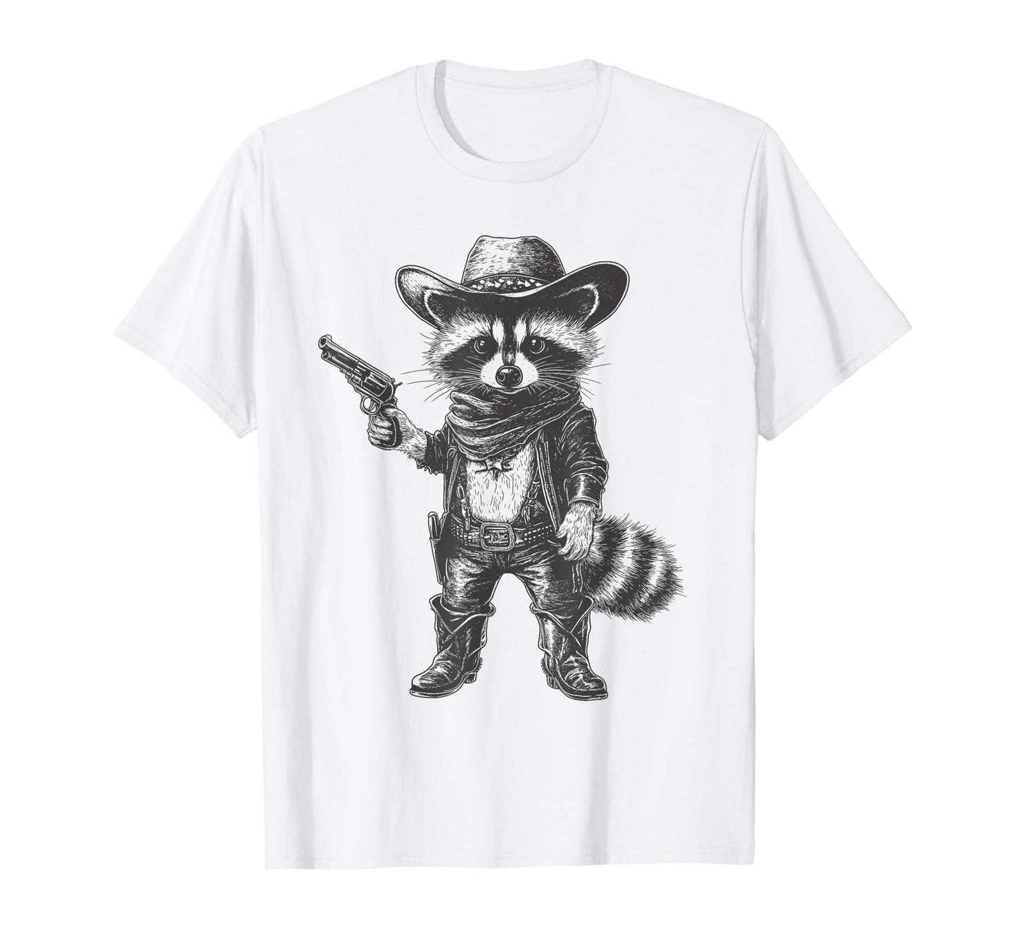 Raccoon Cowboy Hat Funny Western Cute Raccoon Lover Vintage T-Shirt