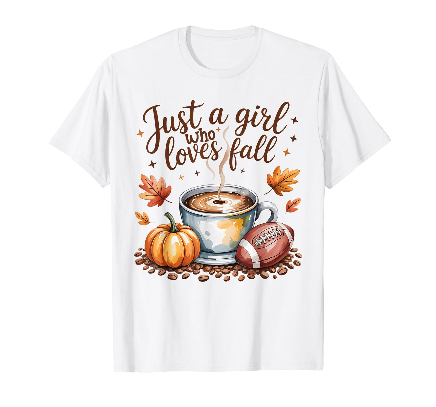 Just a Girl Who Loves Fall Season Football Coffee Pumpkin T-Shirt