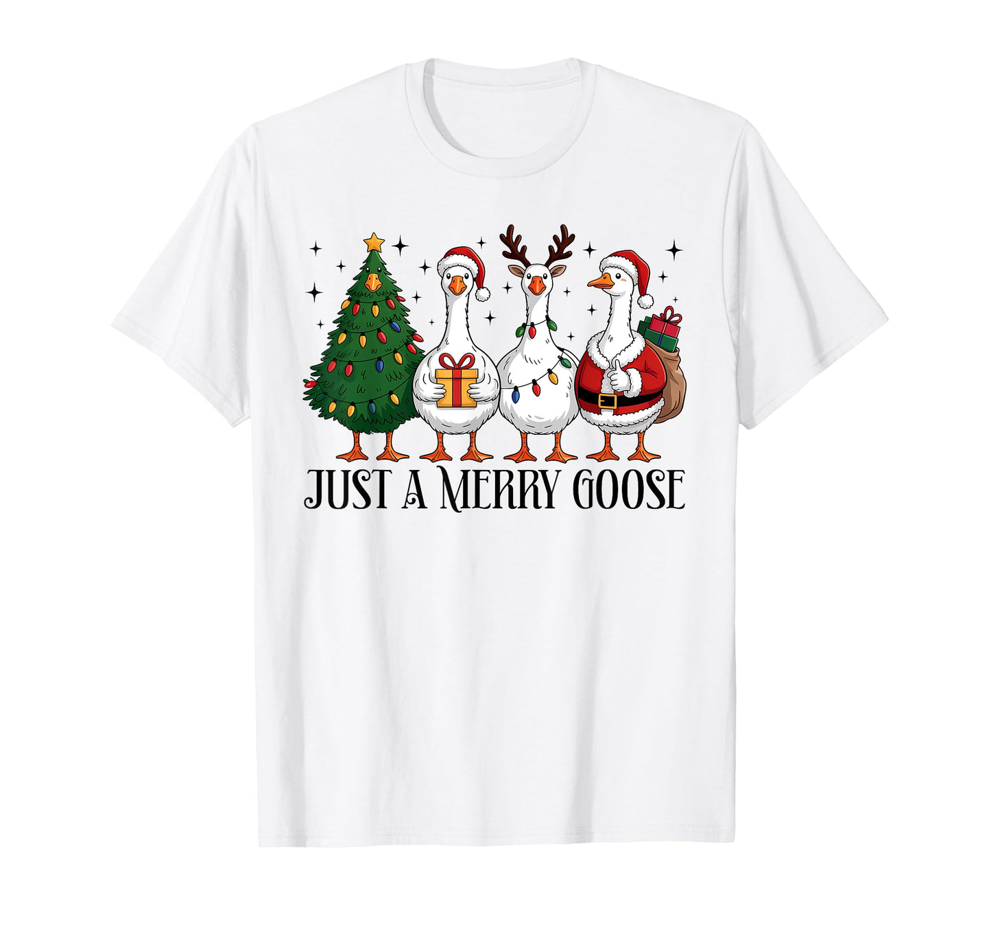 Merry Goosmas Funny Christmas Goose Santa Xmas Tree Holiday T-Shirt