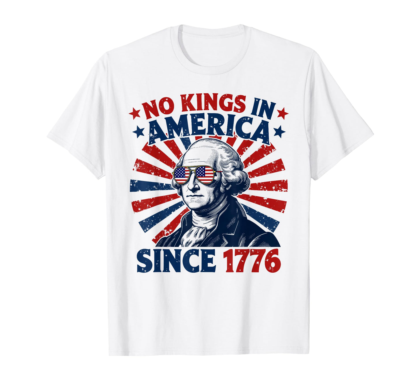 No Kings in America Since 1776 Distressed Flag USA Vintage T-Shirt