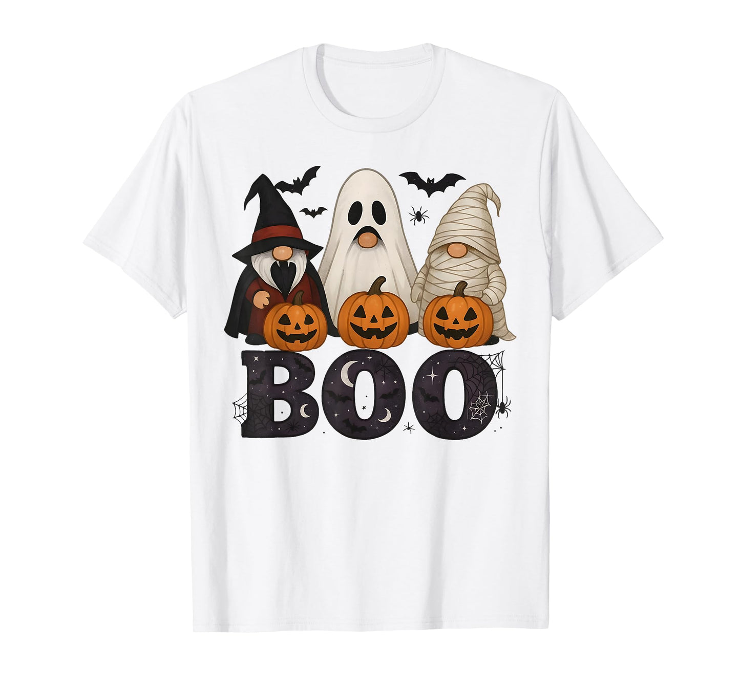 Spooky Cute Boo Witch Gnome Halloween Pumpkins Spiders Women T-Shirt