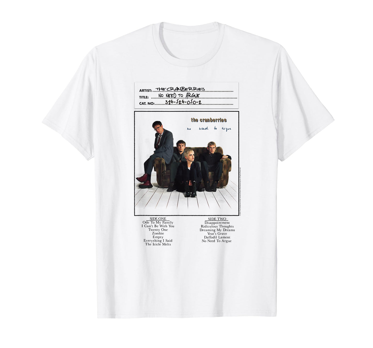 The Cranberries No Need to Argue Vinyl Handwritten Band T-Shirt