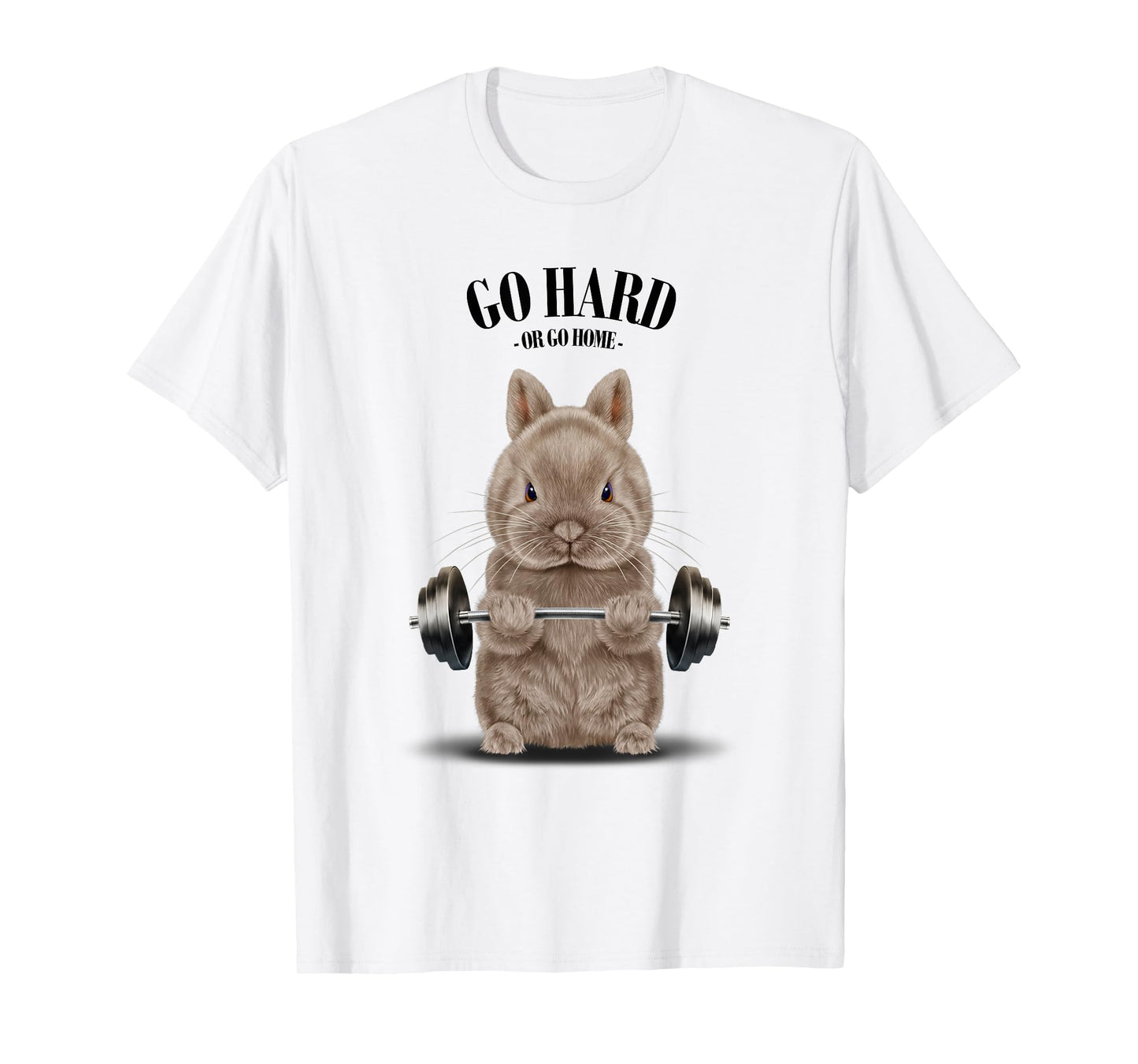 Beige Dwarf Rabbit Muscle Training Weightlifting Fitness T-Shirt