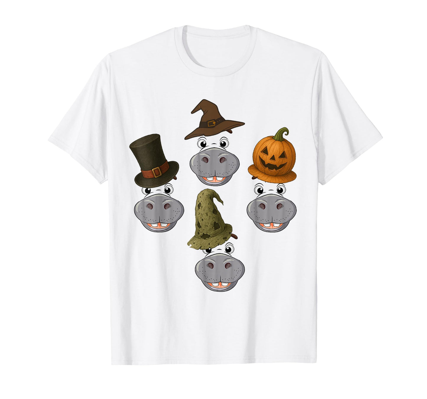 Hippo Spooky Ghost Horror Pumpkin Zombie Halloween T-Shirt