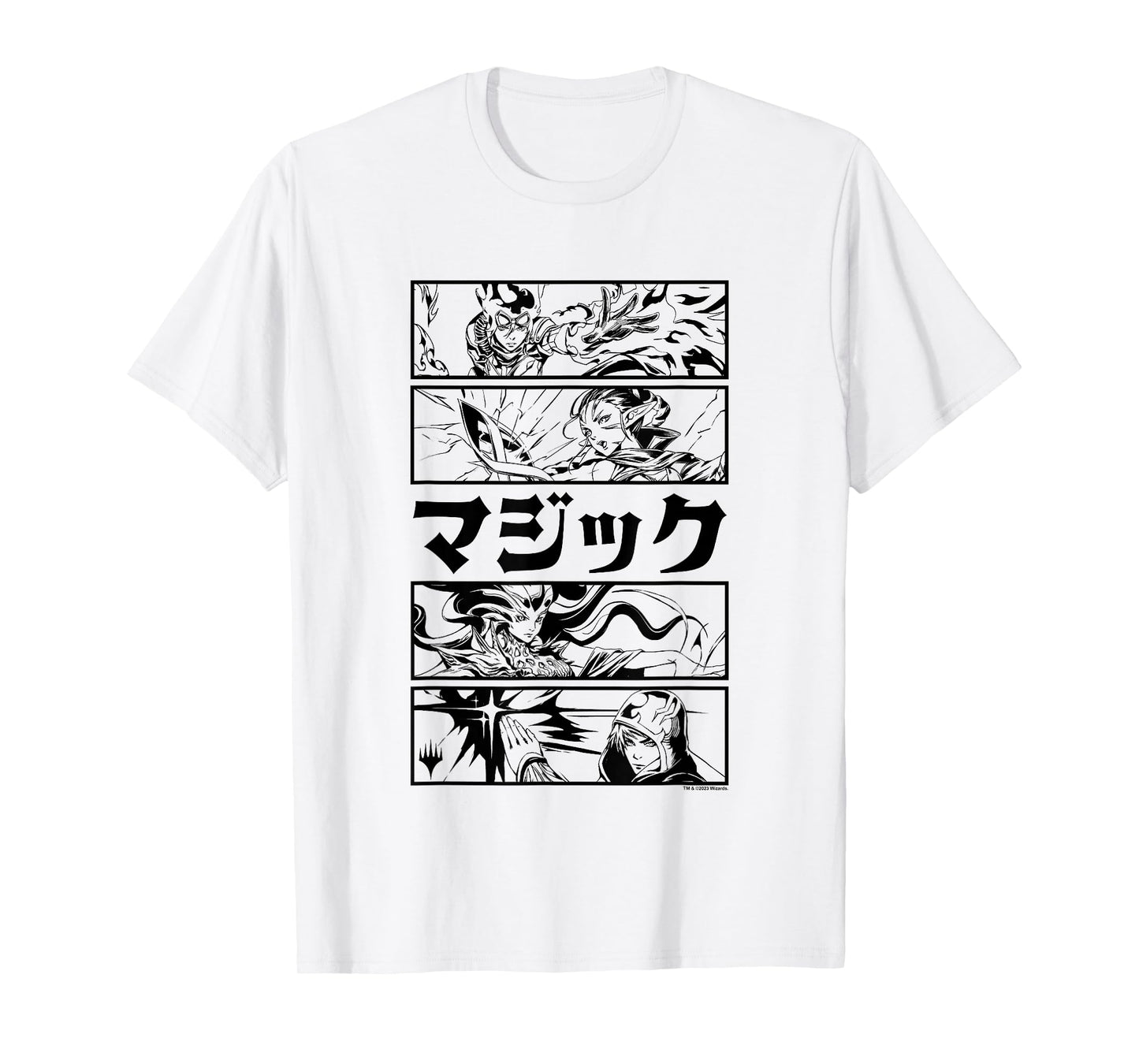 Magic: The Gathering Planeswalker Black & White Kanji Panels T-Shirt