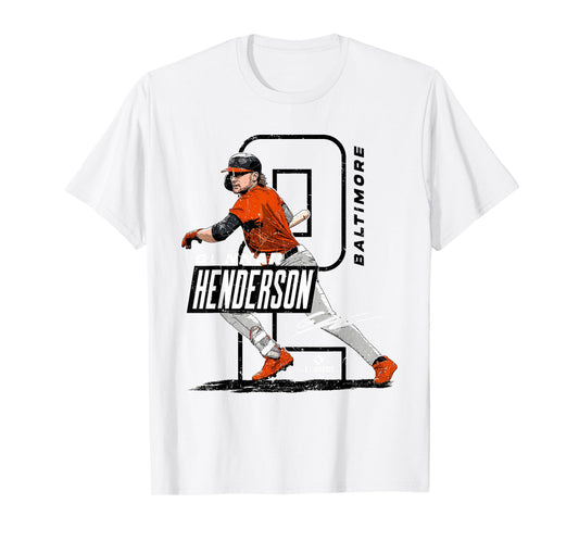 License Champs | Gunnar Henderson Baltimore MLBPA T-Shirt - Orange, Small