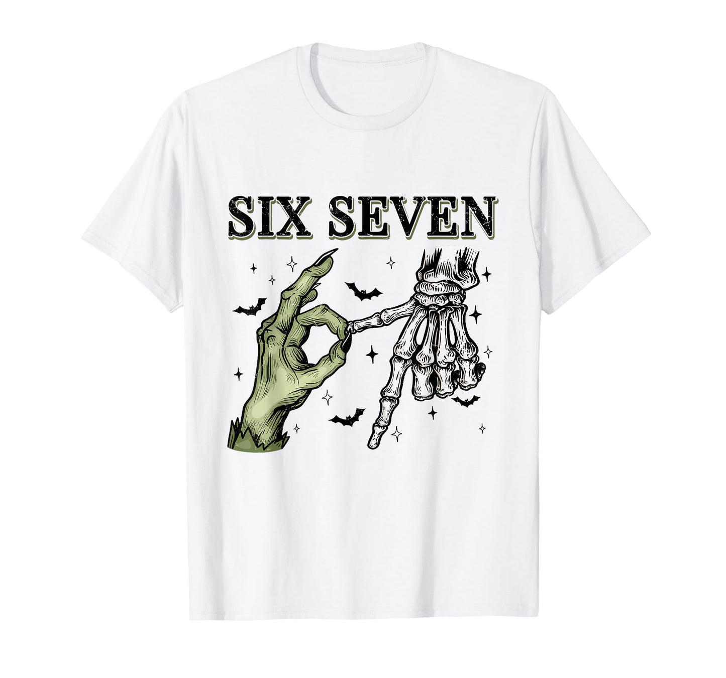 67 Six Seven Brainrot Halloween Witch Skeleton Phrase Meme T-Shirt