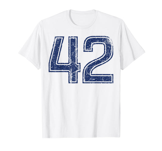 Vintage Blue Sports Team Number 42 T-Shirt