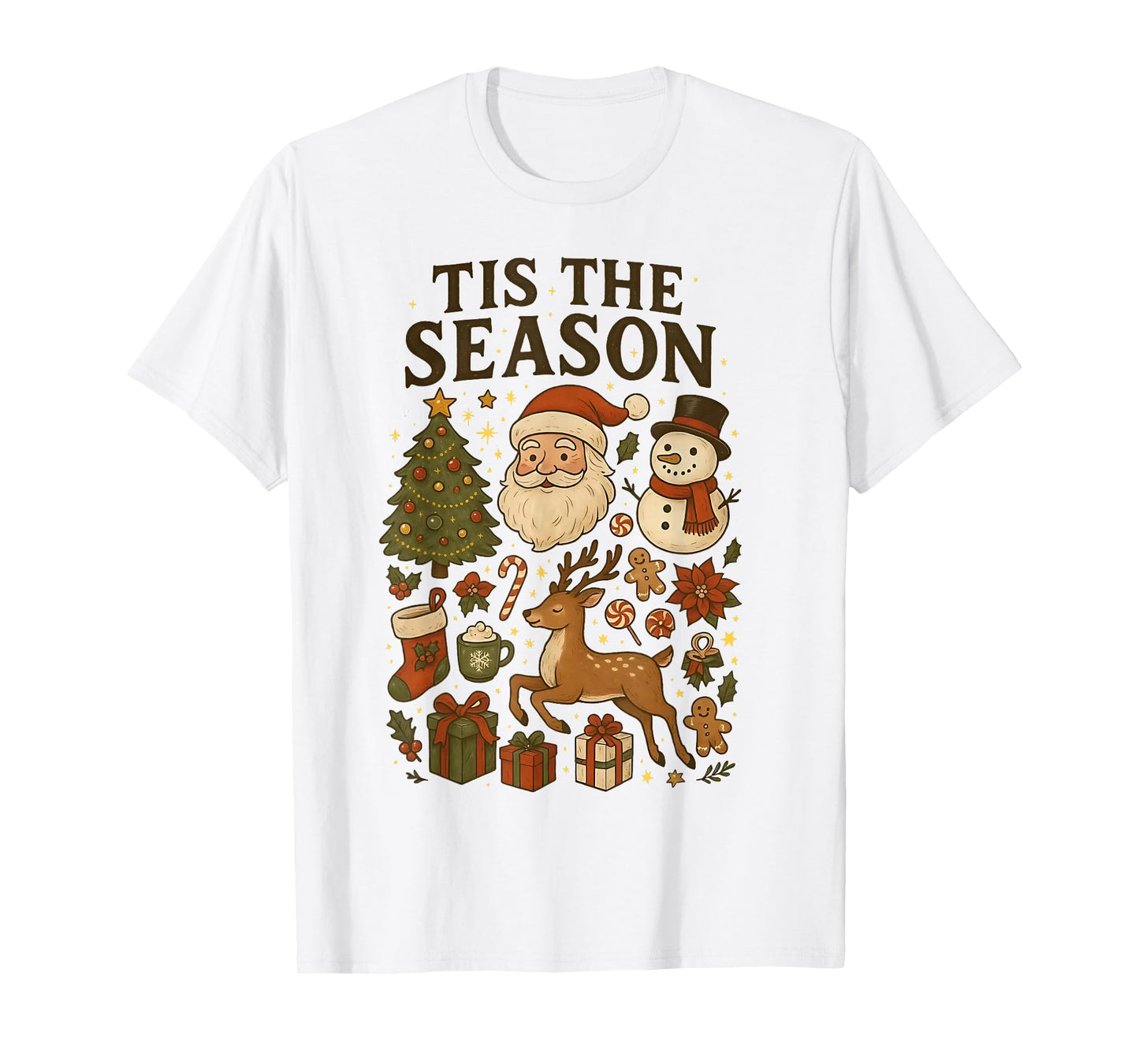 ‘Tis The Season Vintage Christmas Cute Icons Holiday Graphic T-Shirt