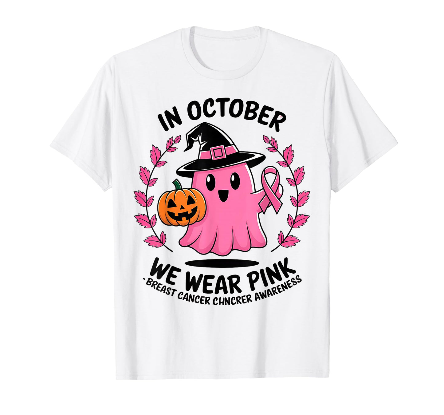 Breast Cancer Awareness Halloween Wear Pink Print Kids Men T-Shirt