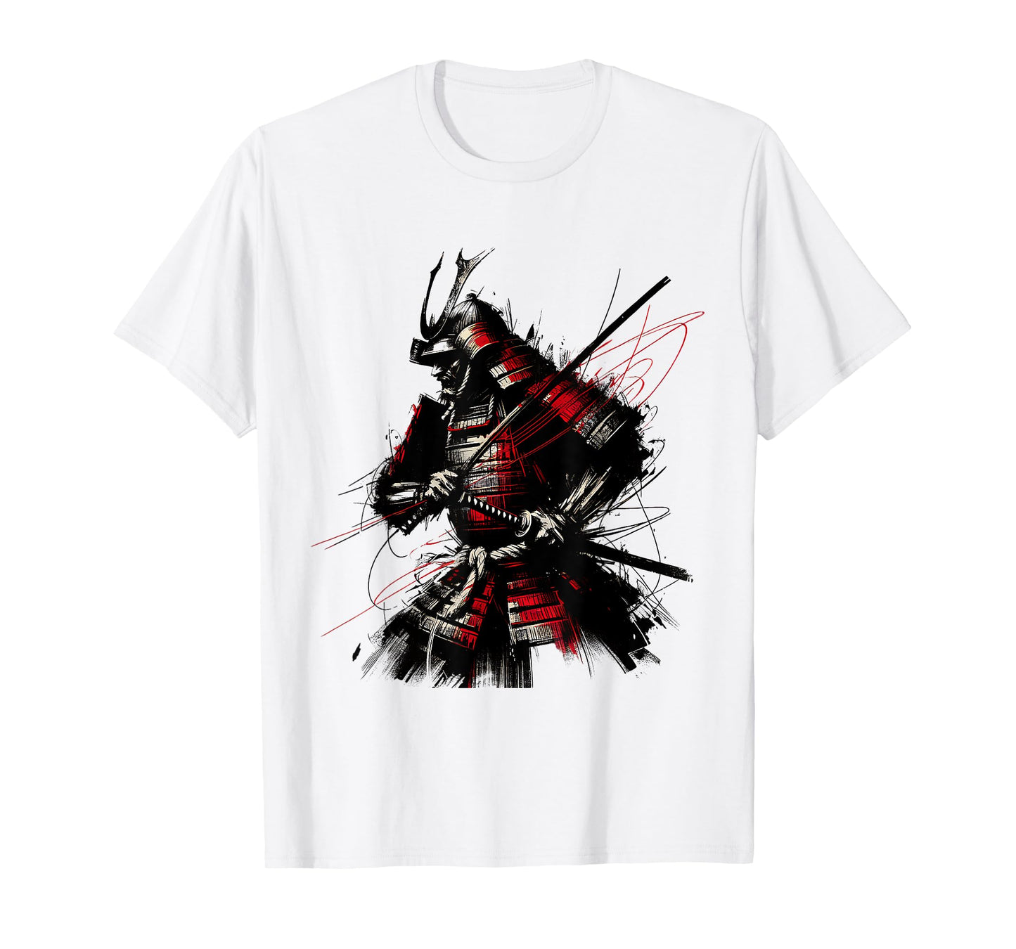 Samurai Brush Stroke Japanese Art Samurai Vintage Fighter T-Shirt