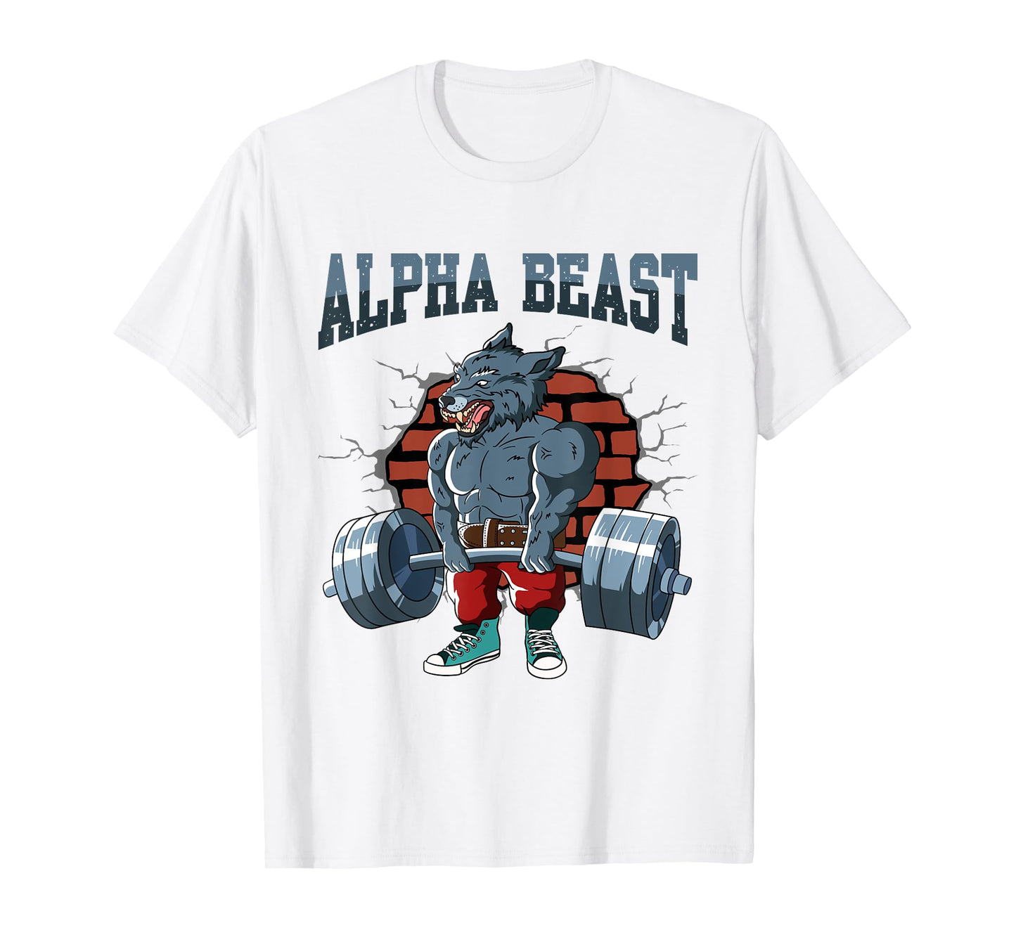 Fitness Alpha Wolf doing Deadlift Workout Training Gym T-Shirt