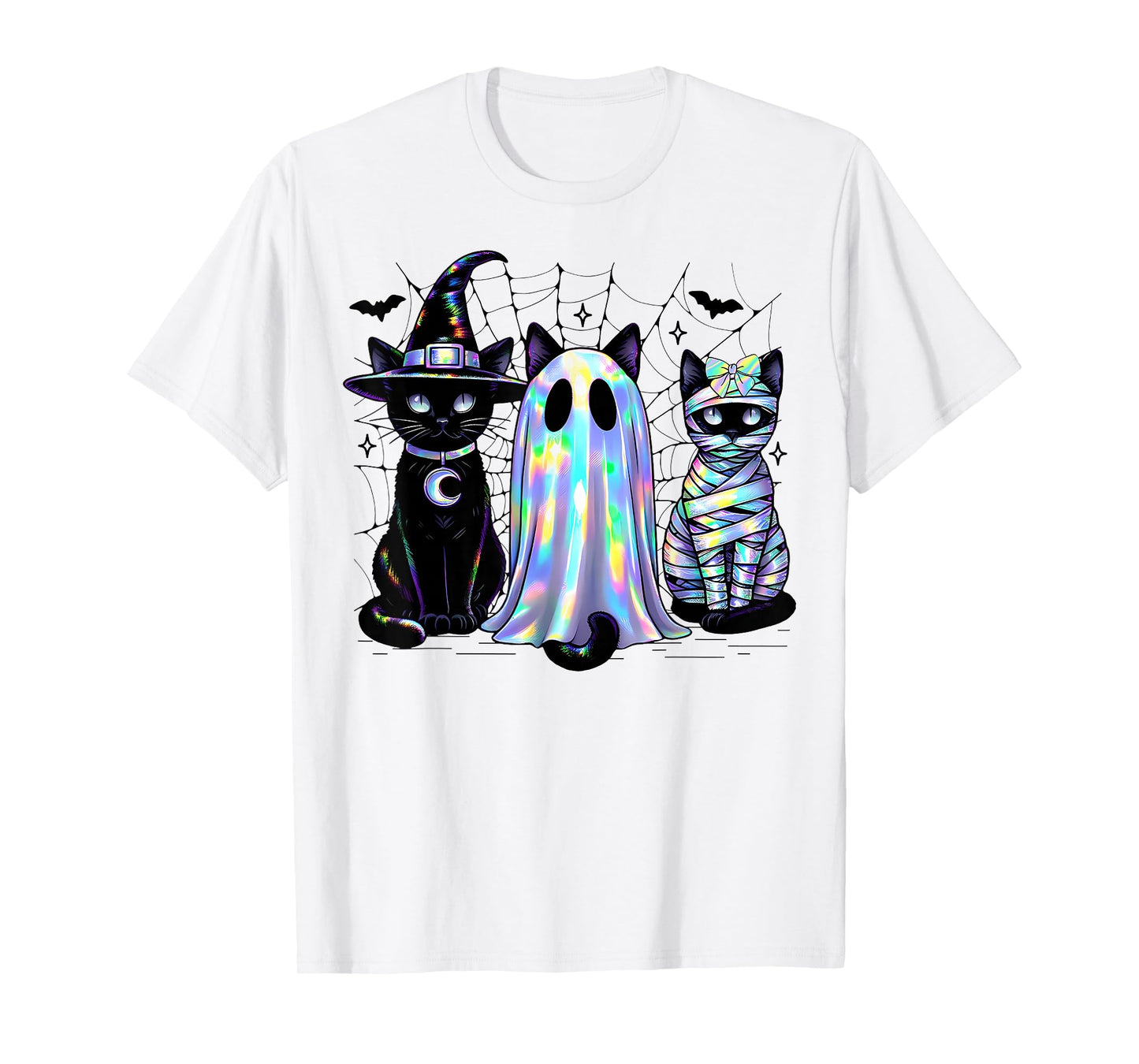 Cute Black Cat Witch Ghost Spooky Halloween Cat Lovers Mama T-Shirt