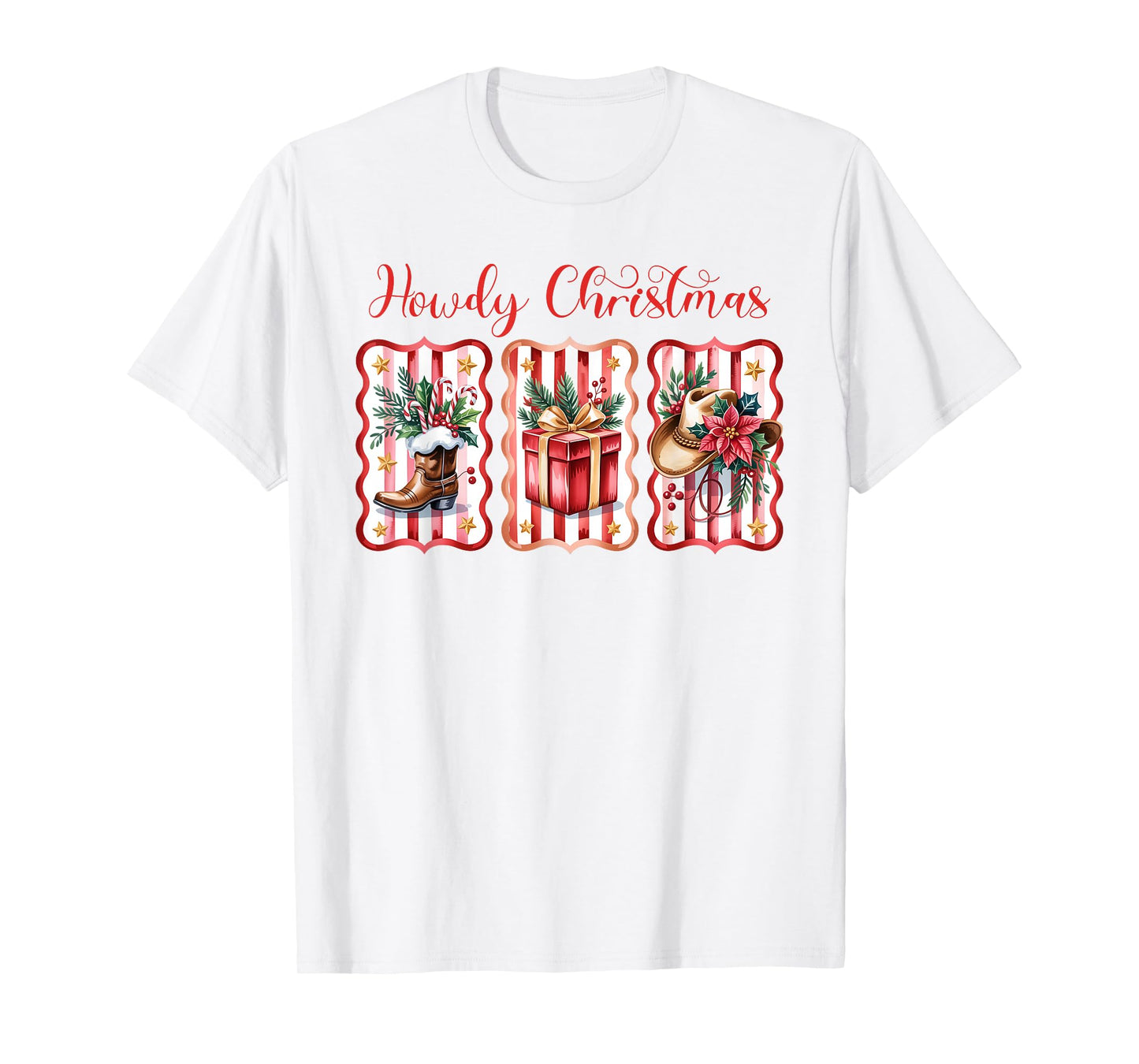 Howdy Christmas Western Coquette Bow Cowboy Cowgirl Santa T-Shirt