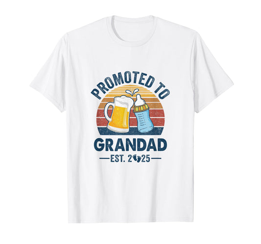 Promoted To Grandad Est 2025 First Time Fathers Day Vintage T-Shirt