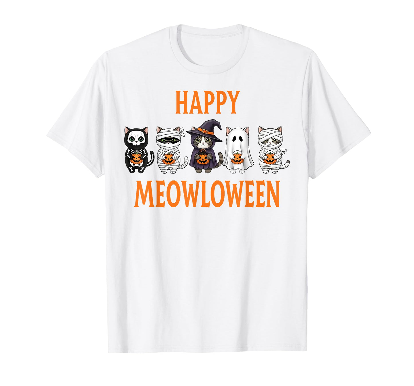 Happy Halloween Black Cat Witch Meowloween Pumpkin T-Shirt