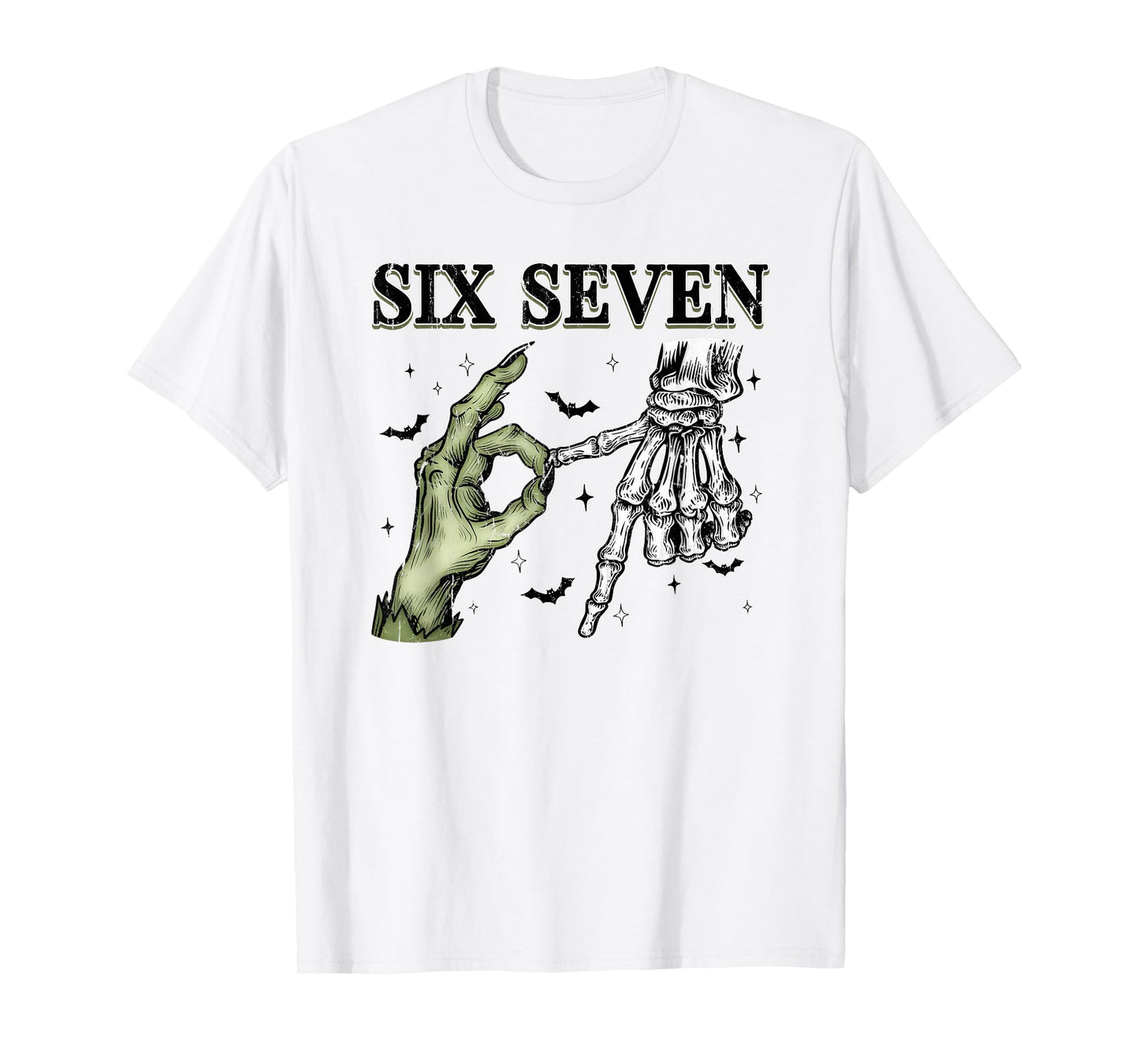 Six Seven 6 7 Meme, Funny Witch Skeleton Hands T-Shirt