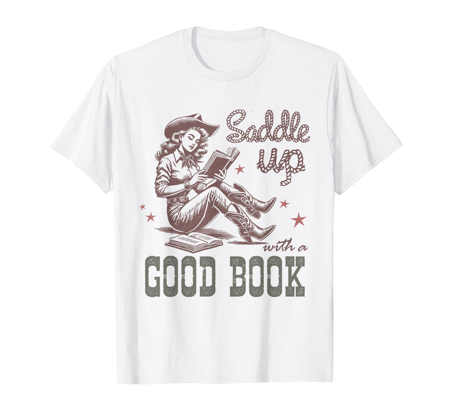 Retro Cowgirl ReadingTee Saddle Up With A Good Book Western T-Shirt