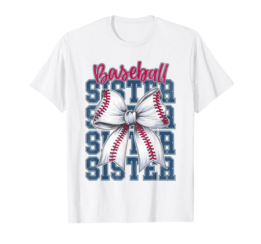 Baseball Sister Coquette Bow Biggest Fan Sport Lovers Girl T-Shirt