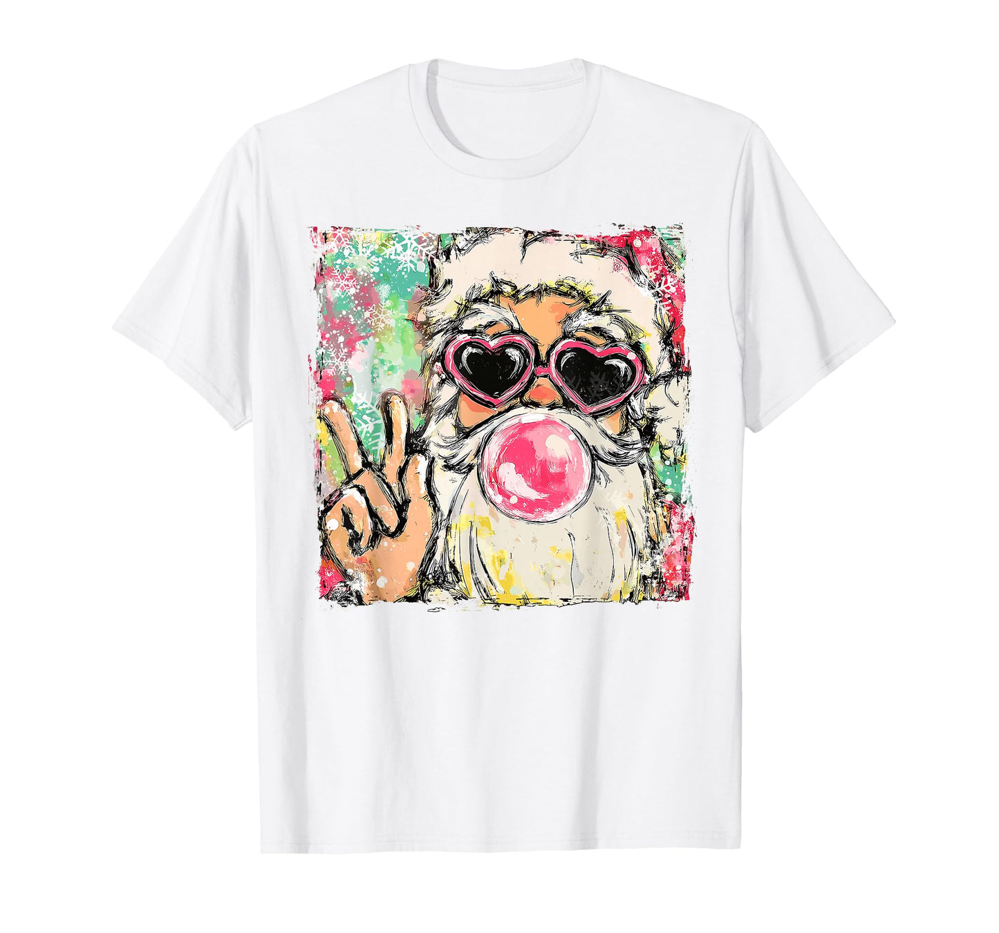 Preppy Santa Clause Blowing Bubble Gum Christmas Girly Kids T-Shirt