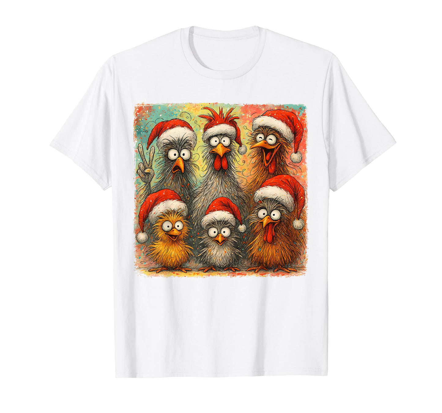 HUGvyn Christmas Santa Chicken Crazy Eagerlys Rooster Meme T-Shirt