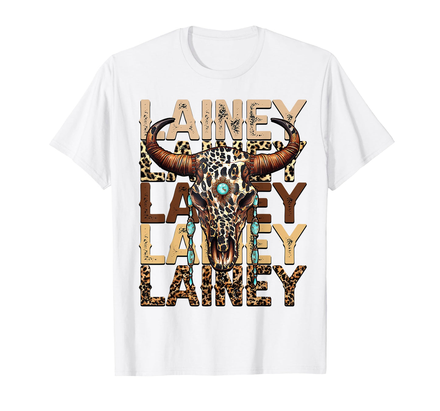 Retro Cow Skull Lainey Name Cowgirl Personalized Western T-Shirt