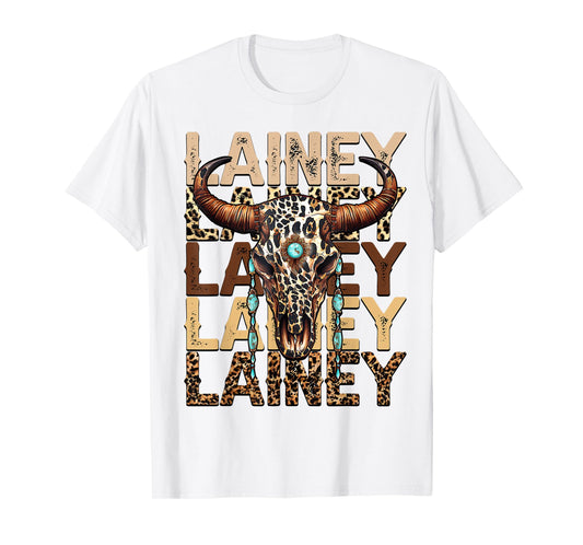 Retro Cow Skull Lainey Name Cowgirl Personalized Western T-Shirt