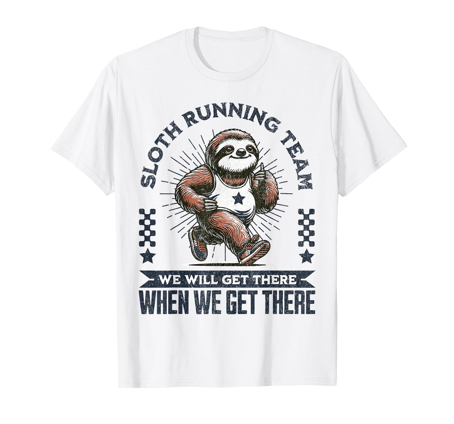 Funny Vintage Sloth Running Team Marathon Runners Jogging T-Shirt